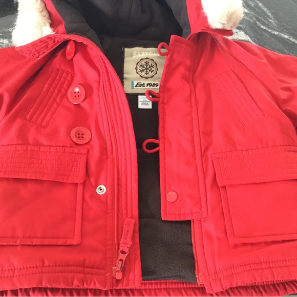 Baby Gap 0-6 months winter coat in red with attached hood. - Picture 2 of 3
